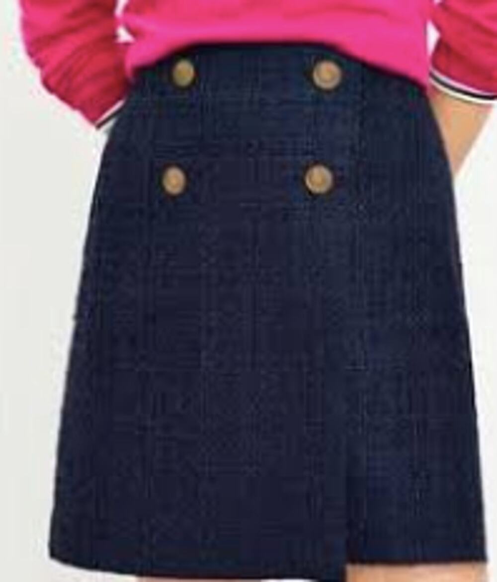 Loft NWT Navy Blue Tweed Faux Wrap Mini Skirt Size 8
